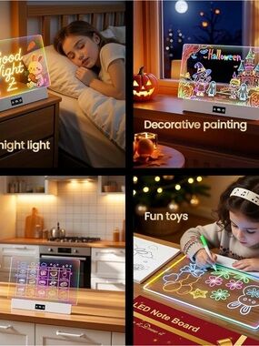 LED Note Board Light Panel - Colorful Illuminated Drawing & Message Board